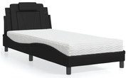 Cama com colchão 90x200 cm couro artificial preto