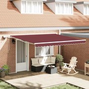 vidaXL Toldo retrátil manual com luz LED 400x300 cm bordô