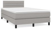 vidaXL Cama box spring c/ colchão e LED 120x190 cm tecido cinza-claro