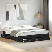 vidaXL Estrutura de cama c/ gavetas 180x200 cm derivados madeira preto