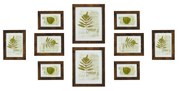 Conjunto 10 molduras p/ fotos (2x 20x25, 4x 13x18, 4x 10x15), cor castanho rústico