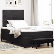 Cama box spring com colchão e banco preto 120x200 cm veludo