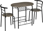 HOMCOM Conjunto bistrô 3 peças, 1 mesa, 2 cadeiras, 80 cm x 53 cm x 74,5 cm, Preto | Aosom Portugal
