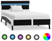 vidaXL Estrutura de cama c/ LED 90x200 cm couro artificial preto