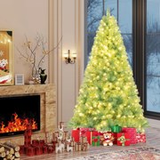 Árvore de Natal pré-iluminada de 225 cm artificial com 1300 pontas de ramos 550 luzes LED brancas quentes 8 modos Suporte verde