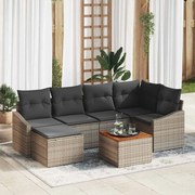vidaXL Sofá de Jardim - 7 Peças com Almofadas em Rattan e Poliéster Cinza