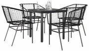 vidaXL Conjunto de jantar jardim 5 peças vidro vime PE preto