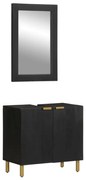 vidaXL 2 pcs conjunto móveis casa de banho derivados de madeira preto