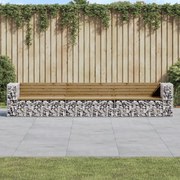 vidaXL Banco de jardim c/ design gabião 347x71x65,5cm pinho impregnado