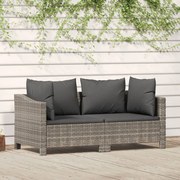 vidaXL Conjunto de lounge de jardim de 2 peças com almofadas em vime sintético cinza