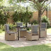 vidaXL Conjunto de Jantar de Jardim 5 Peças Bege em Rattan Sintético