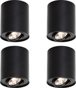 Conjunto de 4 focos de teto modernos pretos ajustáveis AR70 - Rondoo Up