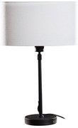 Candeeiro de Mesa Preto com Abajur Oval em Linho Branco 35cm - Parte