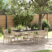 vidaXL Conjunto de Jantar para Jardim 7 pcs Bege 190 x 90 x 75 cm