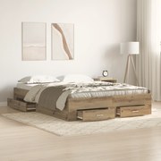 Estrutura de Cama com Gavetas Carvalho Artístico