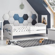 Cama infantil LUK tubarão 160x80 branca com grades - colchão e estrado incluído