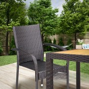 Conjunto de 4 Cadeiras jardim empilhável Comfort em Polyrattan Castanhas
