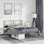vidaXL Estrutura de cama com cabeceira e pés 135x190 cm metal preto