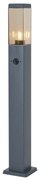 Candeeiro de exterior cinzento escuro com vidro fumado 80cm IP44 com tomada e sensor de movimento - Malios Moderno