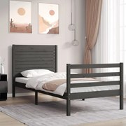 Estrutura de cama com cabeceira 90x200 cm madeira maciça cinza