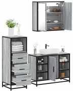 vidaXL 3 pcs Conjunto móveis casa de banho madeira proc. cinza sonoma