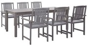 vidaXL 7 pcs conj. jantar p/ exterior madeira acácia maciça cinzento