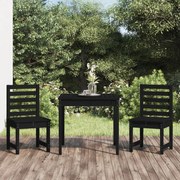vidaXL 3 pcs conj. bistrô para jardim madeira de pinho maciça preto