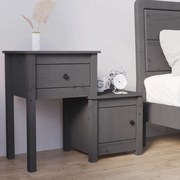 vidaXL Mesa de cabeceira 79,5x38x65,5 cm madeira pinho maciça cinzento