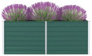 vidaXL Canteiro de jardim elevado 160x80x45 cm aço galvanizado verde