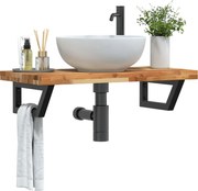 vidaXL Prateleira de parede p/ lavatório aço/madeira de acácia maciça