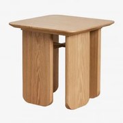 Mesa Lateral Quadrada 50x50 Cm Em Mdf E Folheado A Freixo Ginger Natural - Sklum