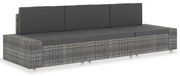 vidaXL Sofá seccional de 3 lugares vime PE cinzento