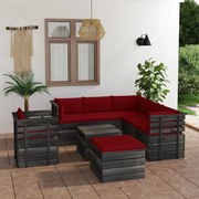 8 pcs conjunto lounge de paletes com almofadões pinho maciço