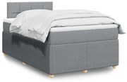 Cama boxspring com colchão 120x190 cm tecido cinzento-claro