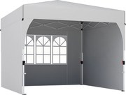 Outsunny Tenda de Jardim 3x3 m Pop-up Tenda Dobrável com Altura Ajustável Proteção UV50+ 3 Paredes Laterais Creme | Aosom Portugal