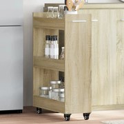 vidaXL Armário c/ rodas 60x22x79 cm derivados madeira carvalho sonoma