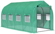Outsunny Estufa tipo Túnel 4x2x2 m Estufa de Exterior com 8 Janelas de Malha e Porta Estufa de Cultivos para Pátio Jardim Verde