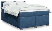 vidaXL Cama com molas/colchão 140x190 cm tecido azul
