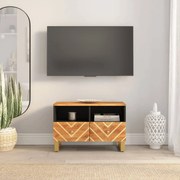 vidaXL Móvel de TV 70x33,5x46 cm mangueira maciça castanho e preto