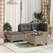 vidaXL Banco de jardim com almofadão 63,5x56x32 cm vime PE cinzento
