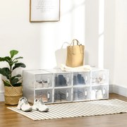 Armário Modular de Plástico Sapateira Modular com 8 Cubos Portas Magnéticas Organizador de Sapatos para Entrada Corredor Dormitório 25x35x19cm Transpa