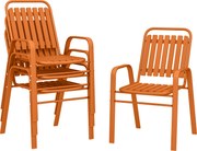 Outsunny Conjunto 4 Cadeiras de Jardim Cadeiras de Exterior Empilháveis 56x66x91 cm Laranja | Aosom Portugal