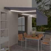 vidaXL Toldo automático c/ estore/LED/sensor de vento 6x3m azul/branco