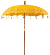 vidaXL Guarda-sol Outros Manual Amarelo x 250 cm Algodão e madeira