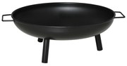 Outsunny Braseiro Exterior Ø58x23 cm Braseiro Redondo com Alças de Transporte 3 Pés e Estrutura de Metal Preto | Aosom Portugal