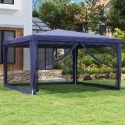 vidaXL Tenda para festas c/ 4 paredes laterais em rede 4x4 m PEAD azul