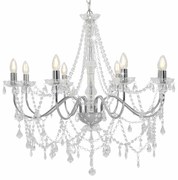 vidaXL Lustre com contas lâmpadas 8 x E14 prateado