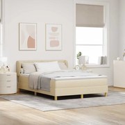 vidaXL Cama Box com colchão com cabeceira Creme 160 x 200 cm tecido