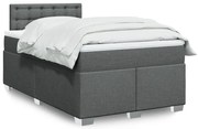 vidaXL Cama com molas/colchão 120x200 cm tecido cinzento-escuro