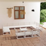 14 pcs conjunto lounge de jardim pinho maciço